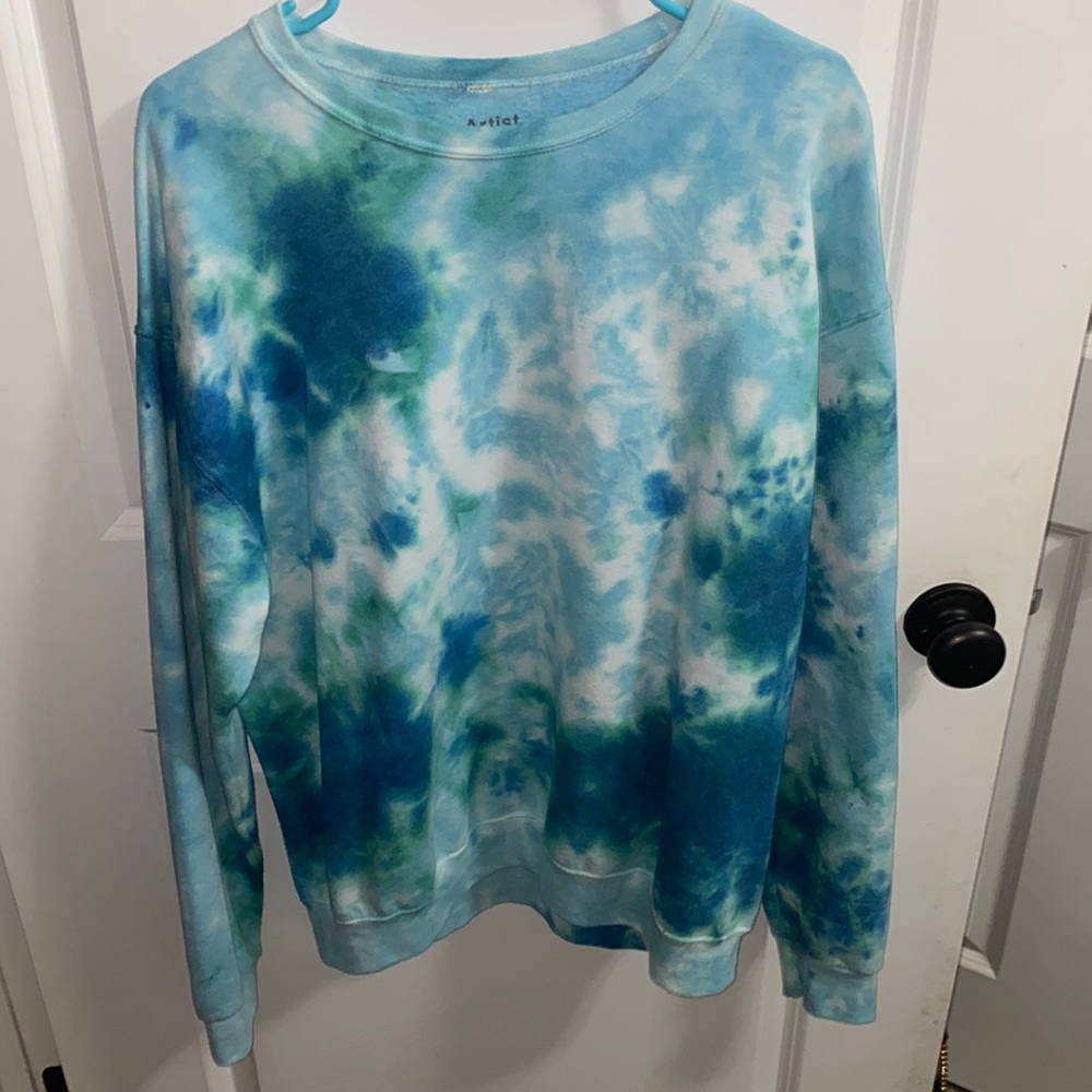 Blue and green tie dye sweatshirt, negotiable